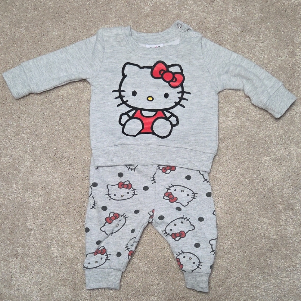 Hello Kitty Kids Pajama Set in Gray and Red